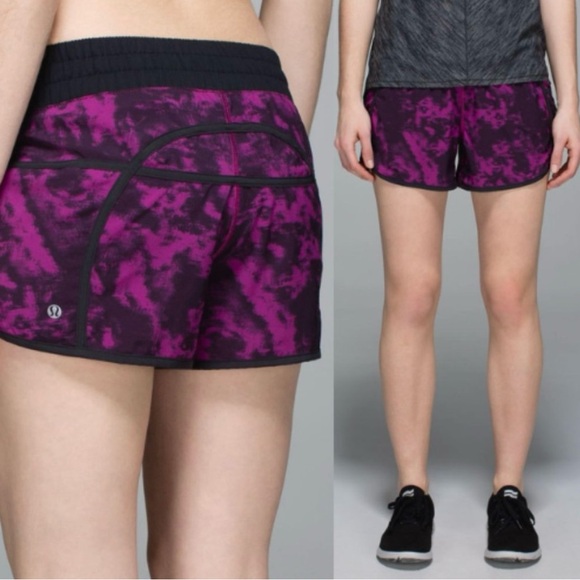 Lululemon Tracker Short III 4-way Stretch In Plum Black / Black Size 12 - Picture 1 of 7